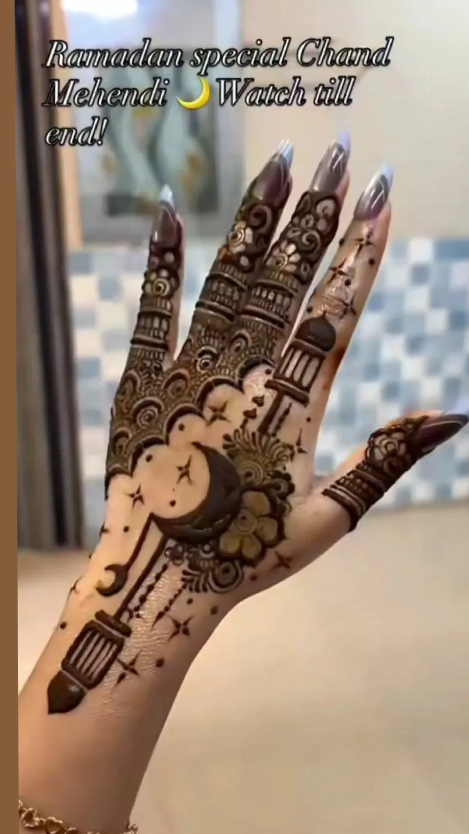 Bridal Indian Finger Mehndi Design with Moon
