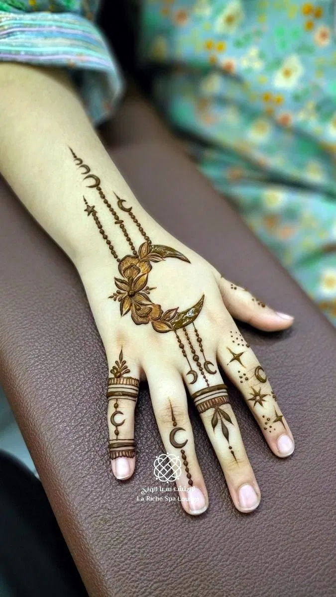 Arabic Simple Arm Mehndi Design with Moon