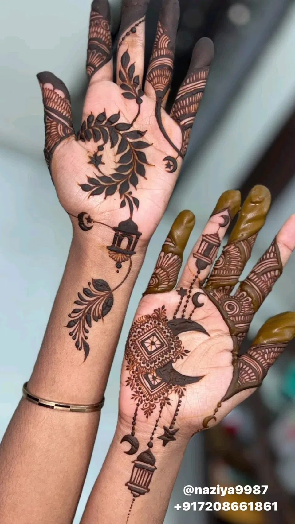 Pakistani Front Hand Mehndi Design with Moon