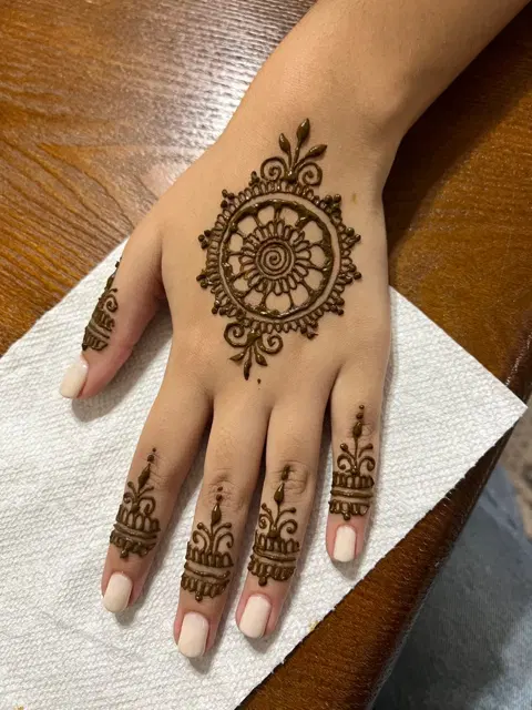 indian pakistani circle back hand mehndi design