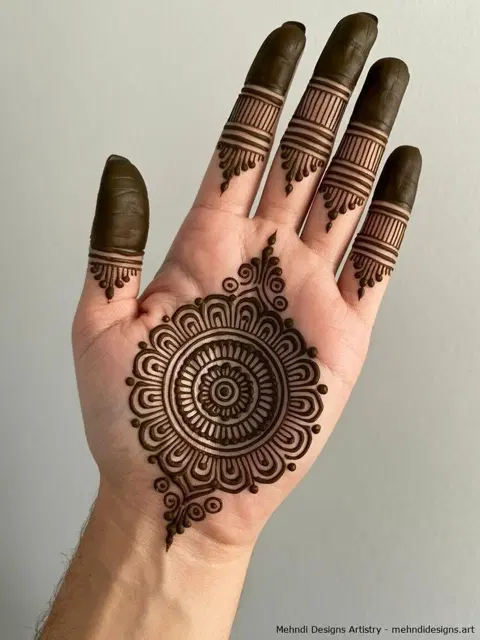bridal simple circle finger mehndi design