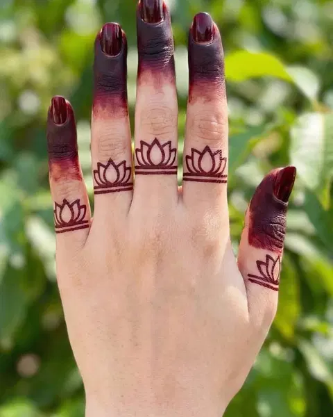 minimal simple lotus back hand mehndi design