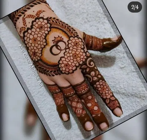 bridal stylish circle finger mehndi design