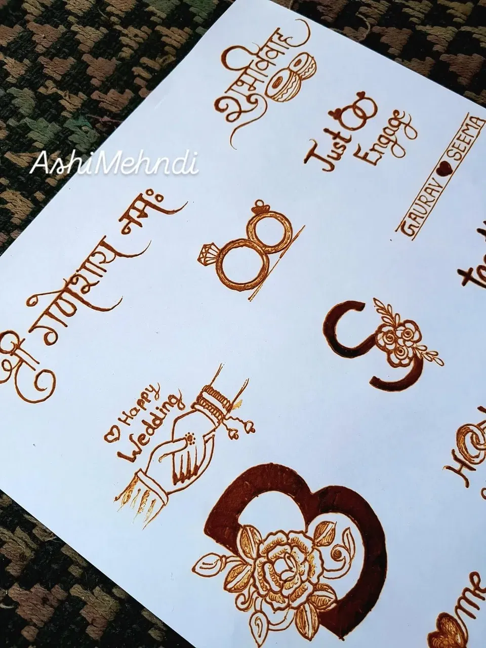 Bridal Finger Mehndi Design with Hearts and Moon