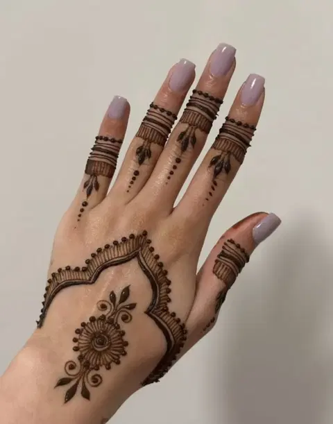 aesthetic minimal flower back hand mehndi design