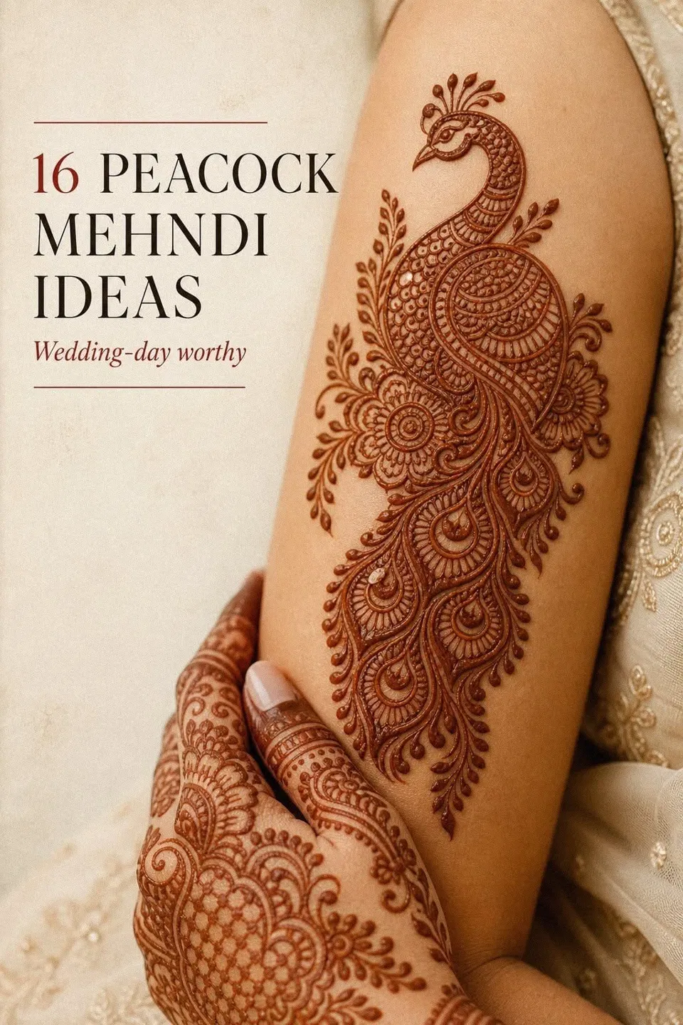Bridal Stylish Arm Mehndi Design with Hearts and Peacock