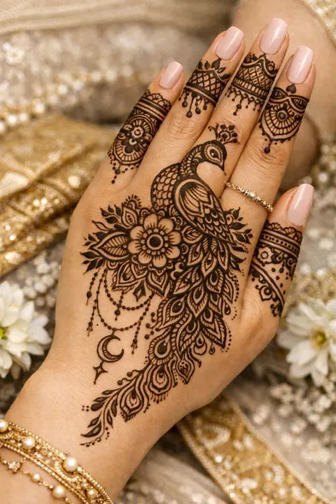 indian stylish circle front hand mehndi design