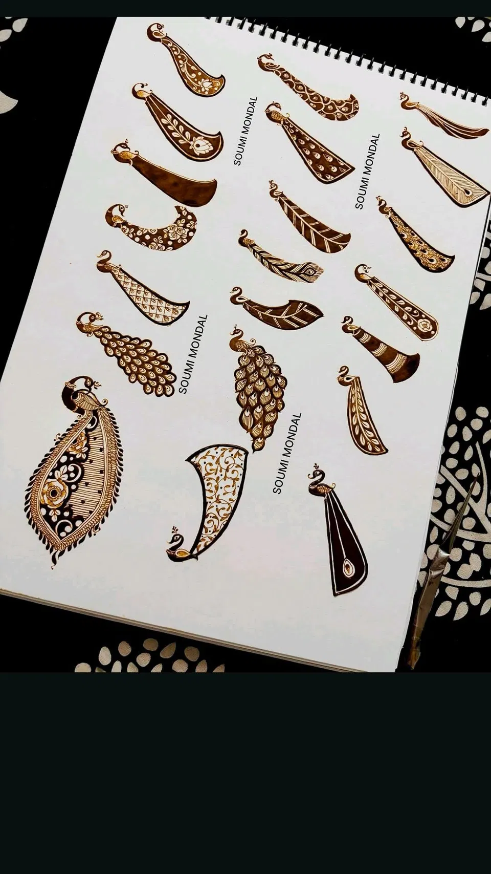 Bridal Simple Mehndi Design with Gol Tikki and Peacock