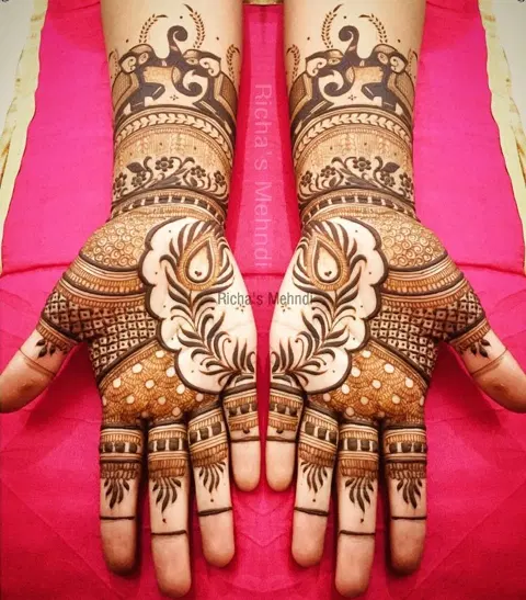 lotus back hand mehndi design