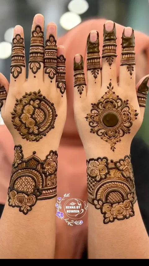 arabic simple circle back hand mehndi design