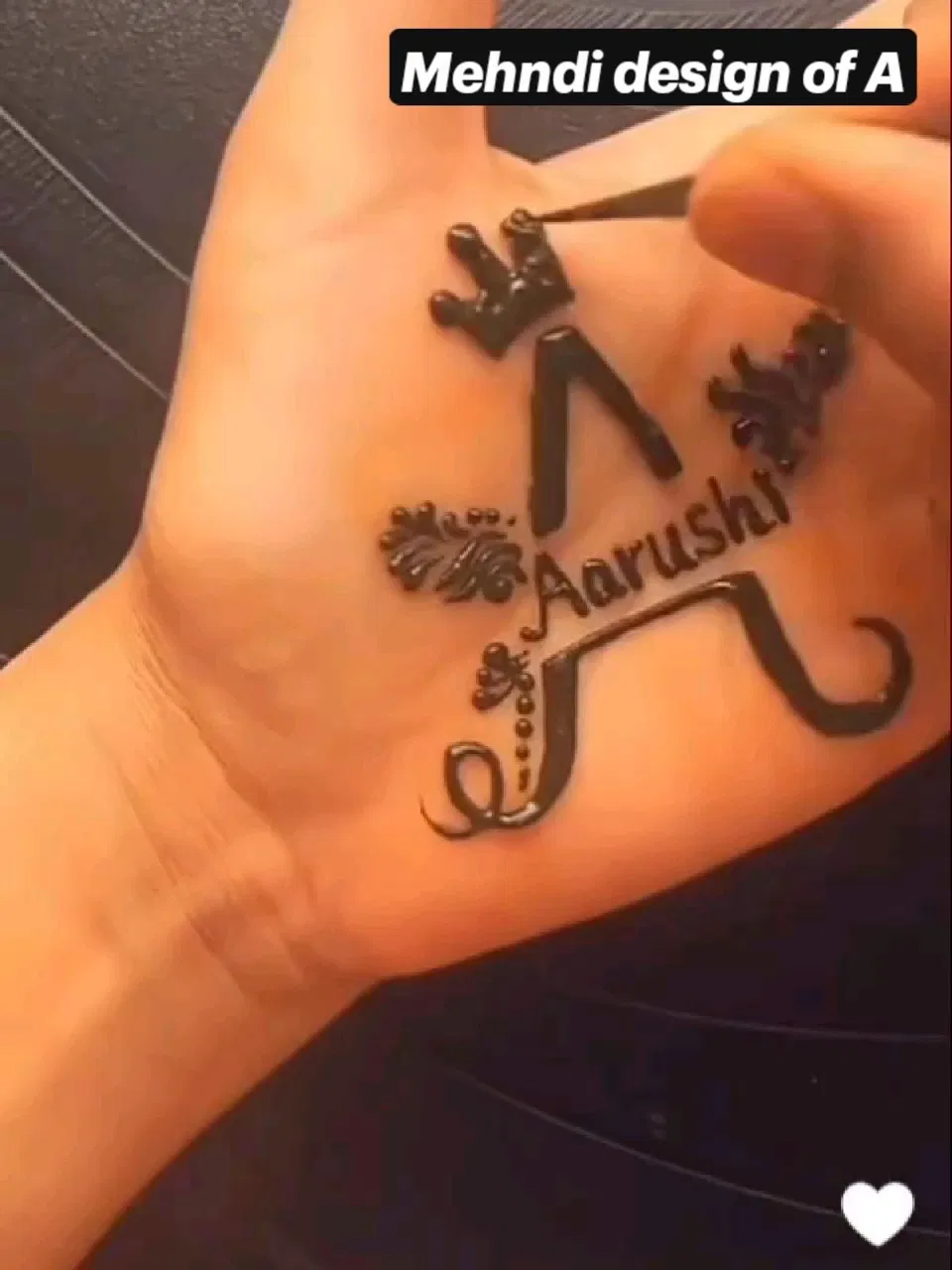 Simple Finger Mehndi Design with Hidden Name for Engagement