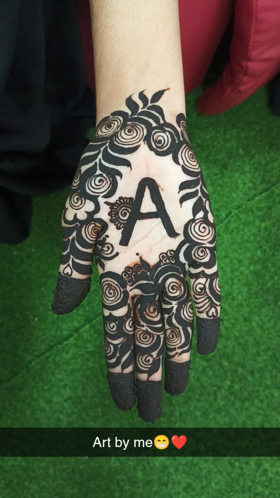 Simple Finger Mehndi Design with Hidden Name