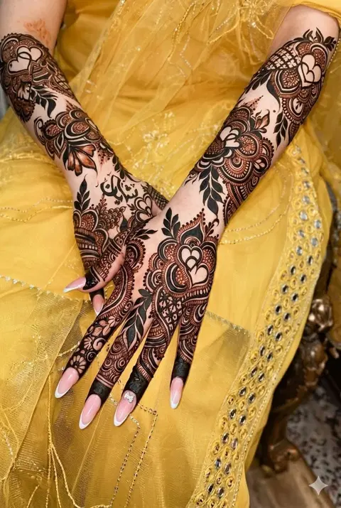 arabic bridal circle back hand mehndi design