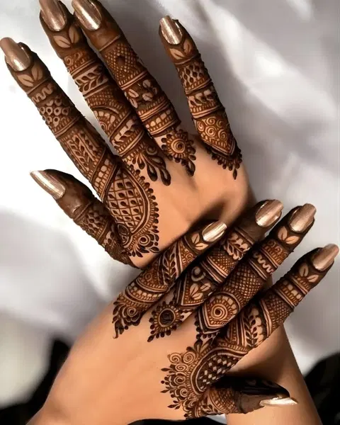 bridal royal jaal back hand mehndi design
