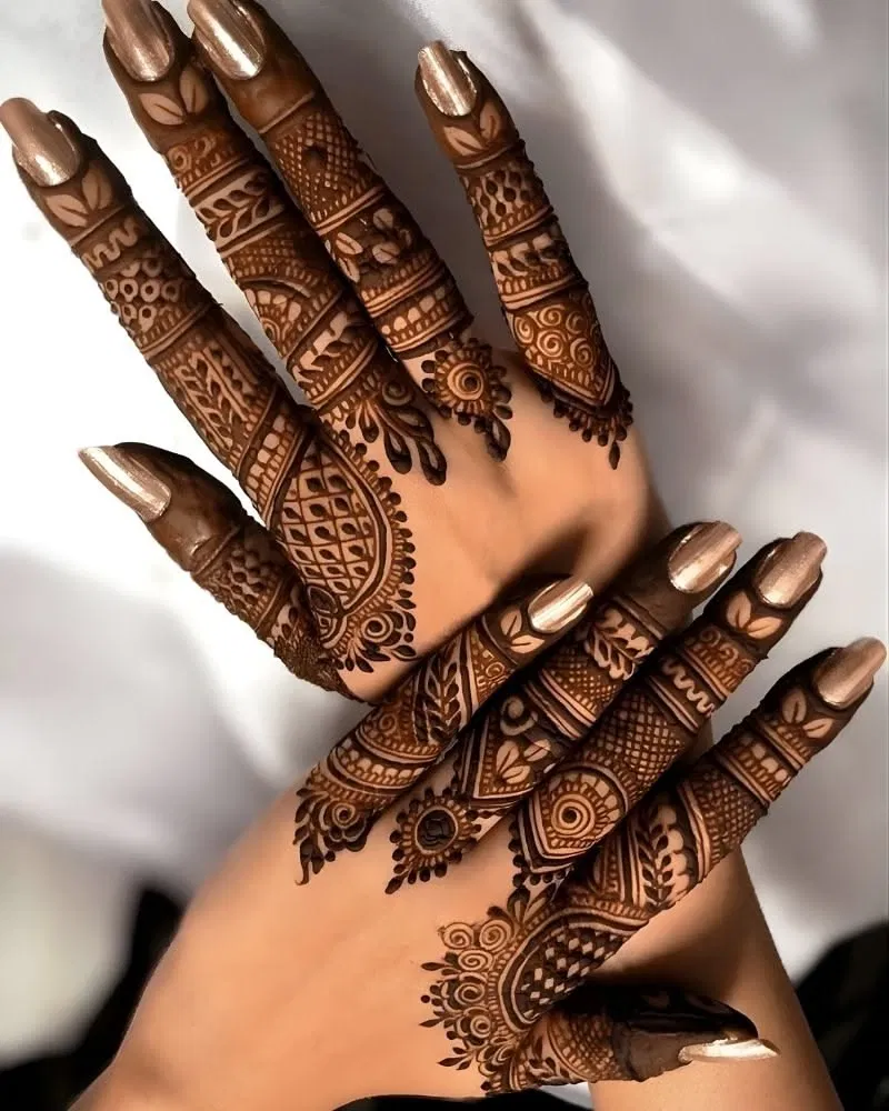 Bridal Royal Back Hand Mehndi Design with Jaal