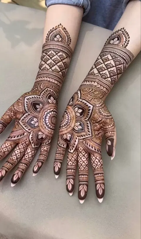 arabic bridal full hand mehndi design