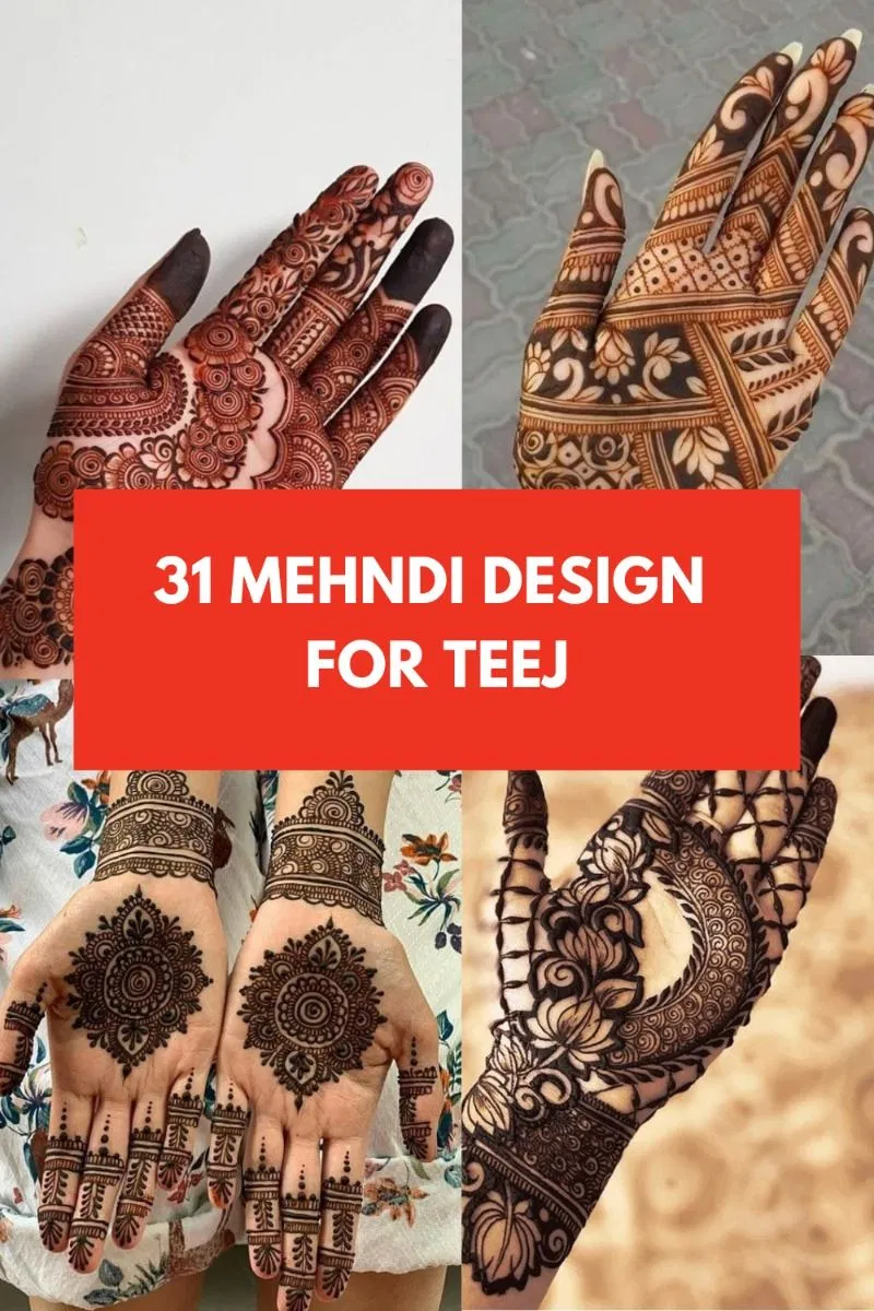 Stylish Back Hand Mehndi Design with Gol Tikki and Moon for Teej