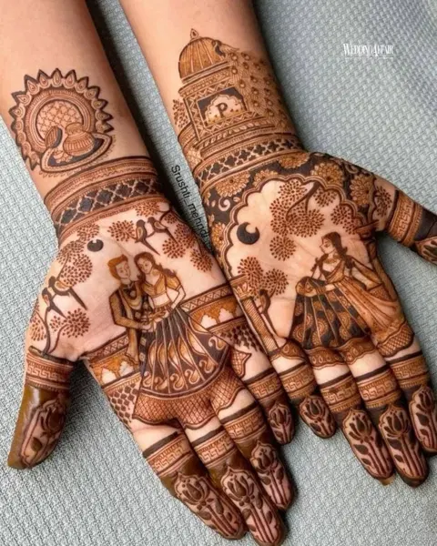 bridal stylish figure full hand mehndi design
