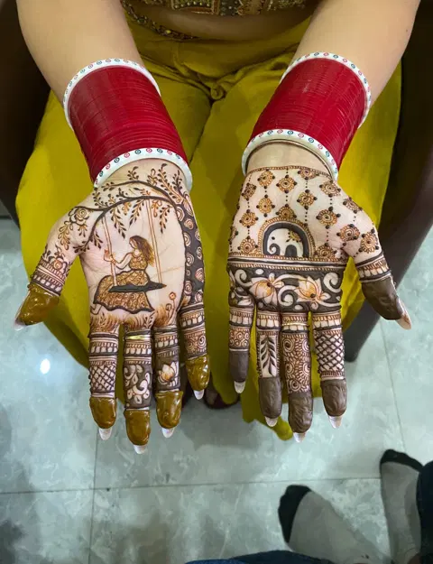 bridal indian figure finger mehndi design