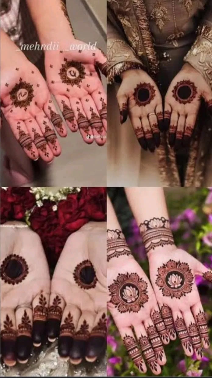 Aesthetic Simple Finger Mehndi Design with Gol Tikki for Teej (2)