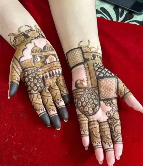 arabic stylish figure back hand mehndi design