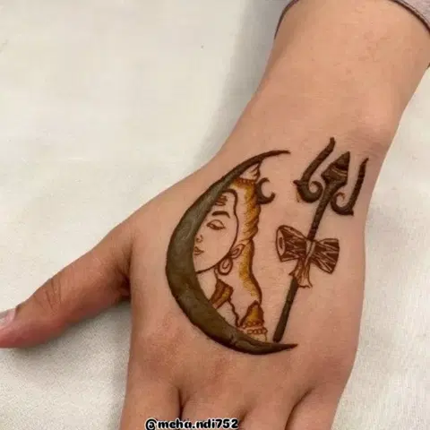 simple deity back hand mehndi design