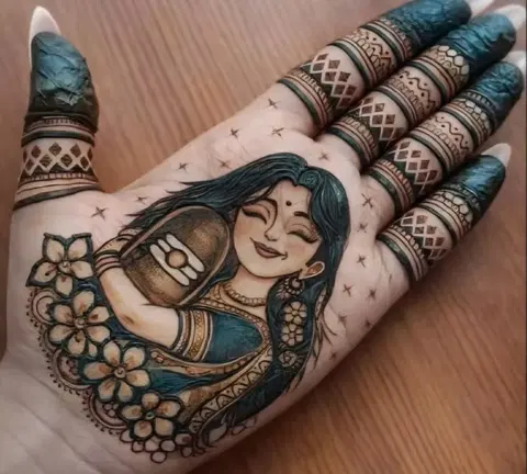 bridal stylish deity mehndi design
