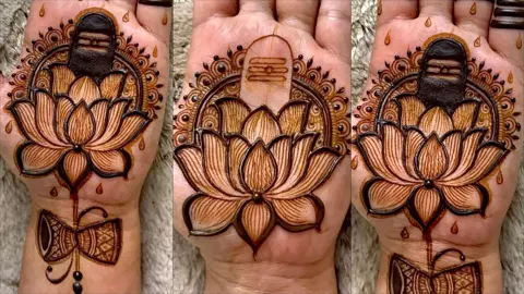 simple stylish deity front hand mehndi design