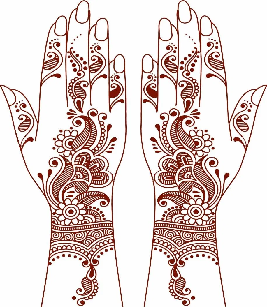 Full Hand Mehndi Design with Figures and Peacock