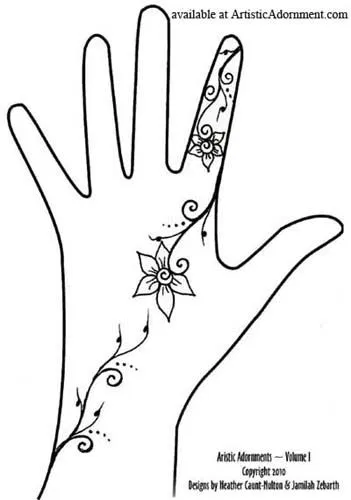 Simple Finger Mehndi Design with Flowers (4)