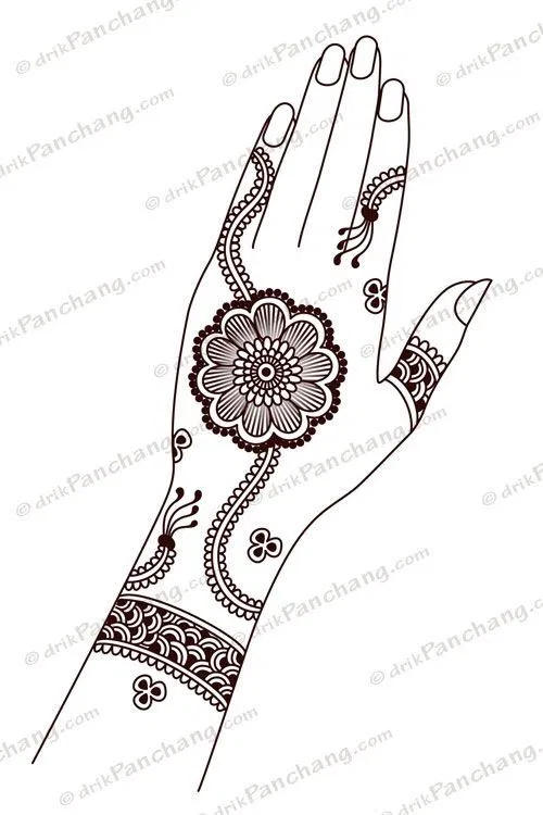 Simple Arm Mehndi Design with Flowers (2)