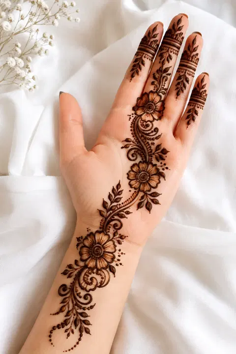 arabic simple circle front hand mehndi design