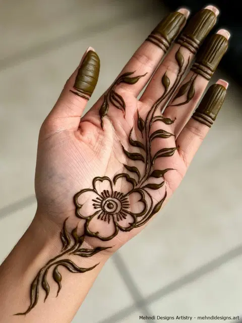 arabic simple bel finger mehndi design