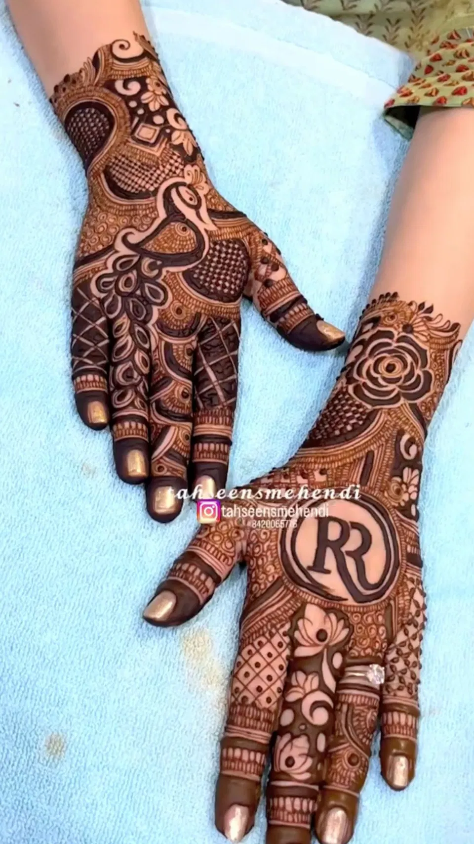 Aesthetic Royal Full Hand Mehndi Design with Hidden Name