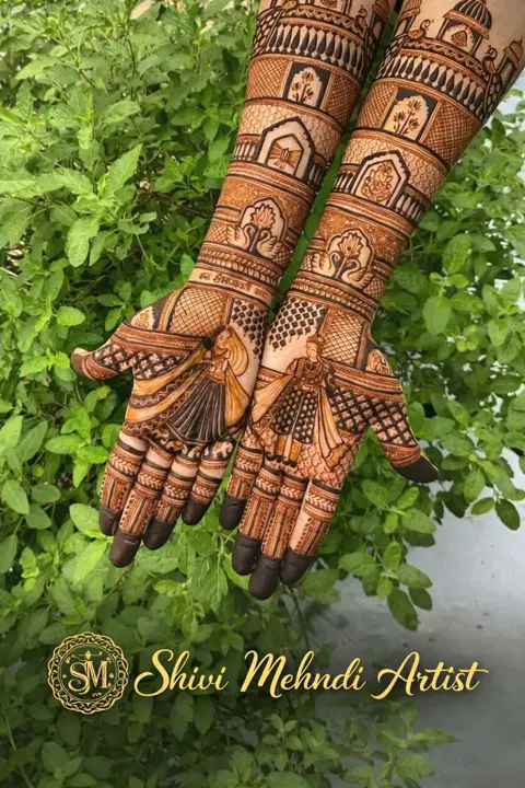 bridal indian circle front hand mehndi design