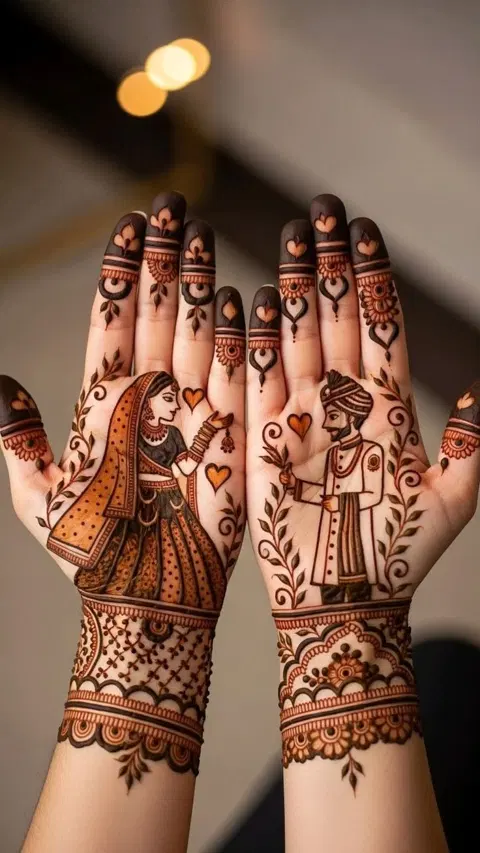bridal stylish figure back hand mehndi design