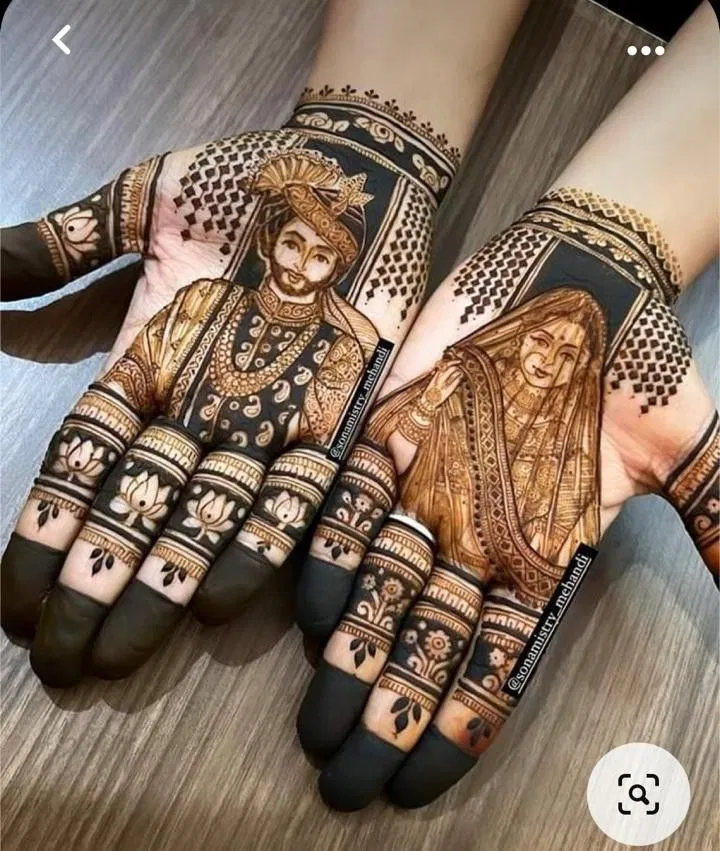 Bridal Mehndi Design with Deity and Figures (3)