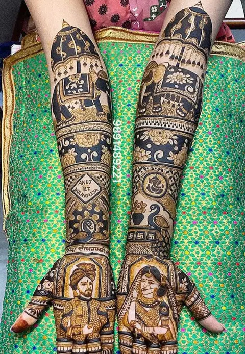 bridal deity foot mehndi design
