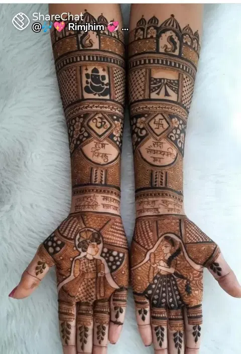 bridal deity full hand mehndi design