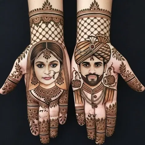 bridal stylish deity foot mehndi design
