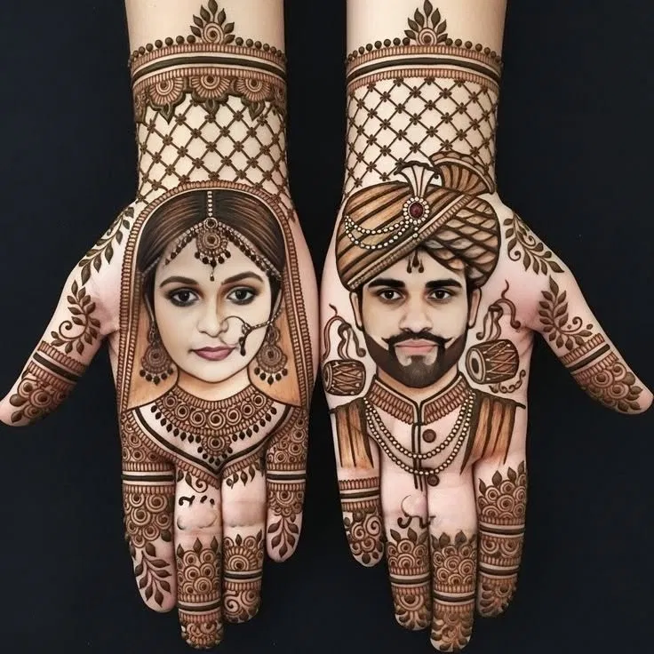 Bridal Stylish Foot Mehndi Design with Deity and Figures