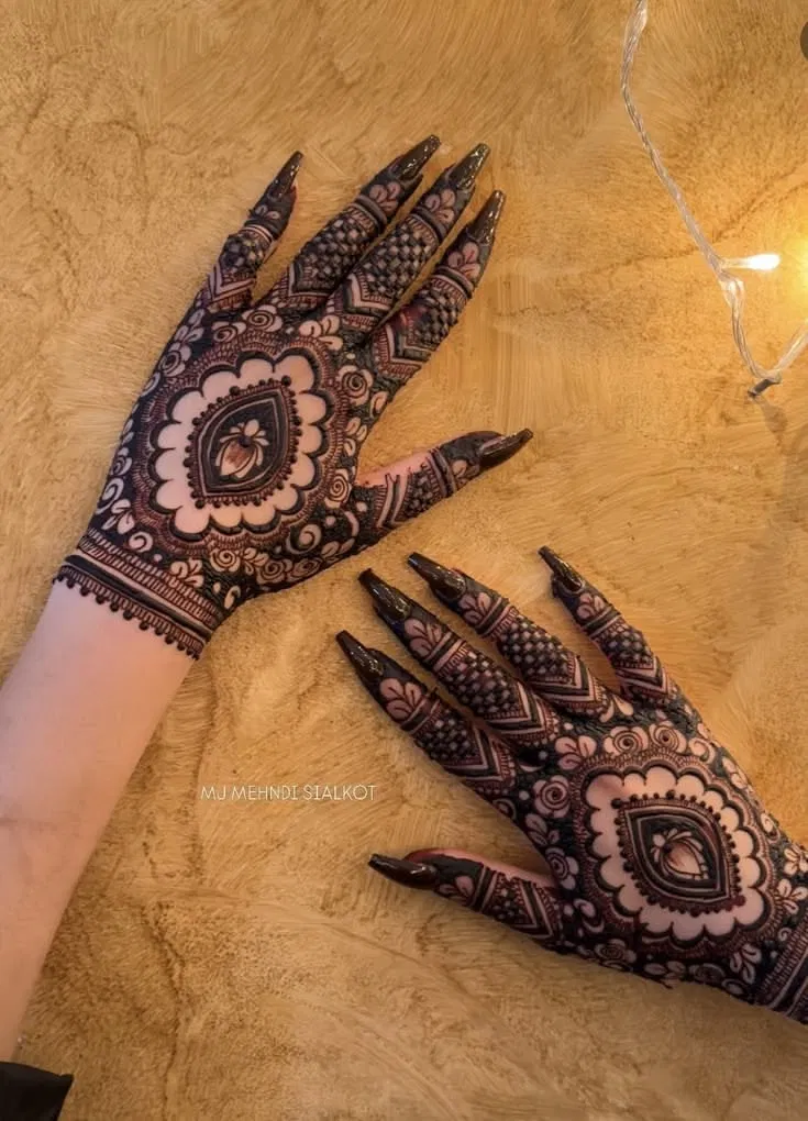 Bridal Indian Back Hand Mehndi Design for Karwa Chauth