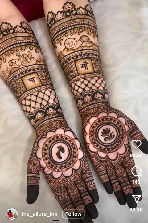 bridal figure front hand mehndi design