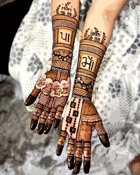 indian stylish deity back hand mehndi design