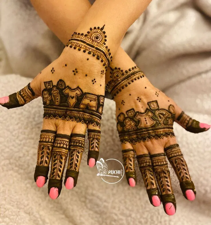 Indian Simple Finger Mehndi Design with Deity