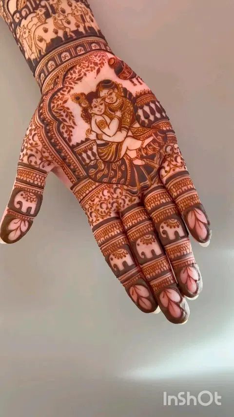 bridal indian deity foot mehndi design