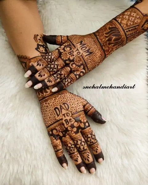 bridal deity back hand mehndi design
