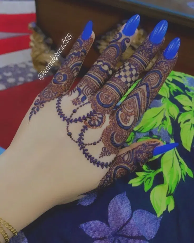 Arabic Stylish Arm Mehndi Design with Hearts and Moon