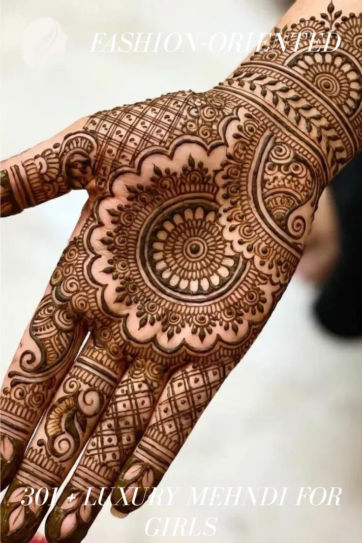 Aesthetic Bridal Front Hand Mehndi Design with Gol Tikki