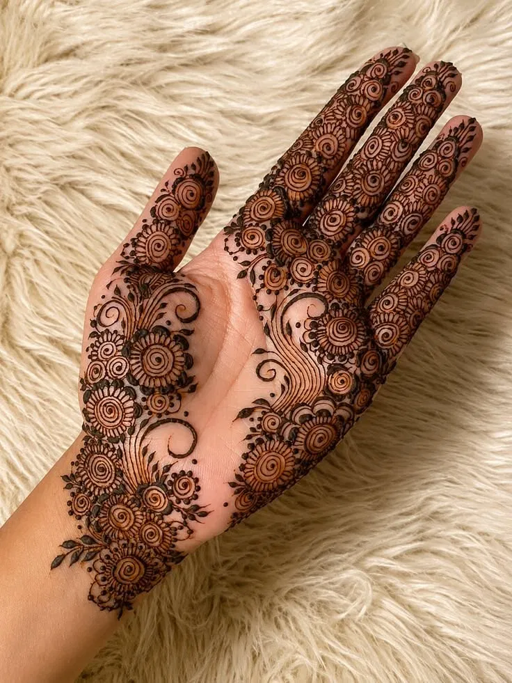 Arabic Bridal Front Hand Mehndi Design with Flowers for Eid